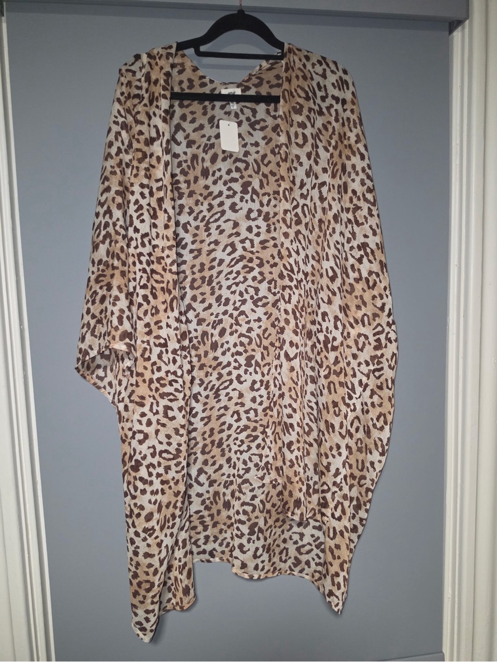 aerie Leopard Print Open-Front Swim Coverup - Brown & Cream